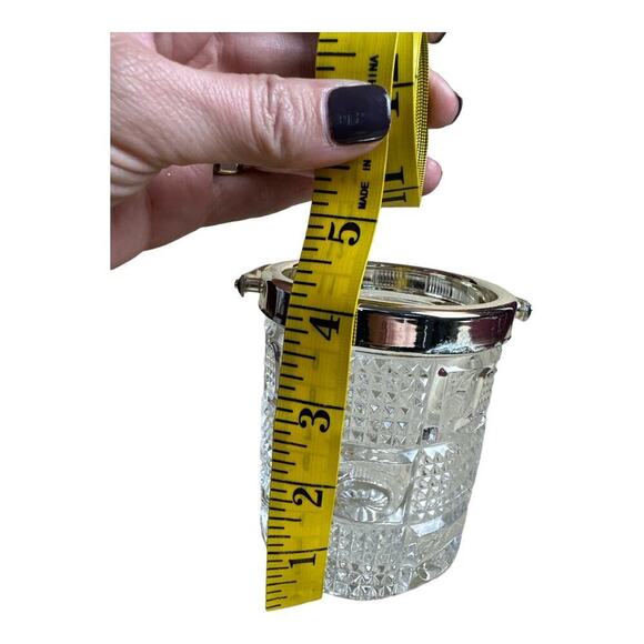 Vintage Clear Cut Glass Mini Bucket With Silver Handle 4"H - 3.25" - Picture 4 of 7